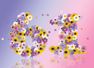 61st Birthday Party Invitation Flower Numbers