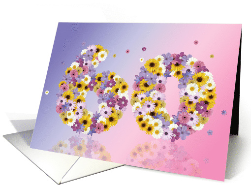 60th Birthday Party Invitation Flower Numbers card (919453)