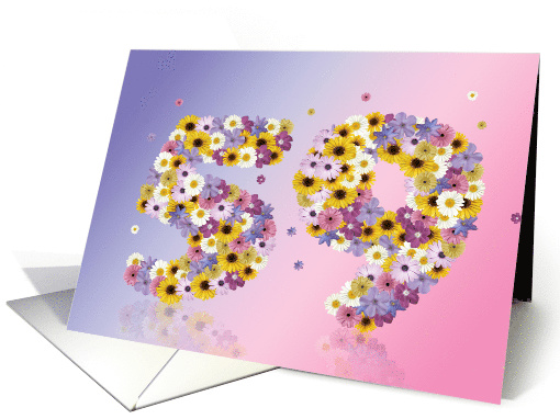 59th Birthday Party Invitation Flower Numbers card (919457)
