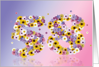 58th Birthday Party Invitation Flower Numbers card