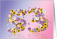 53rd Birthday Party Invitation Flower Numbers card