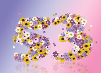 53rd Birthday Party Invitation Flower Numbers