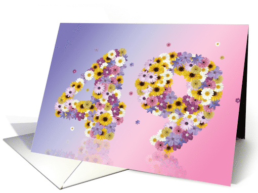 49th Birthday Party Invitation Flower Numbers card (919637)