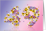 49th Birthday Party Invitation Flower Numbers card