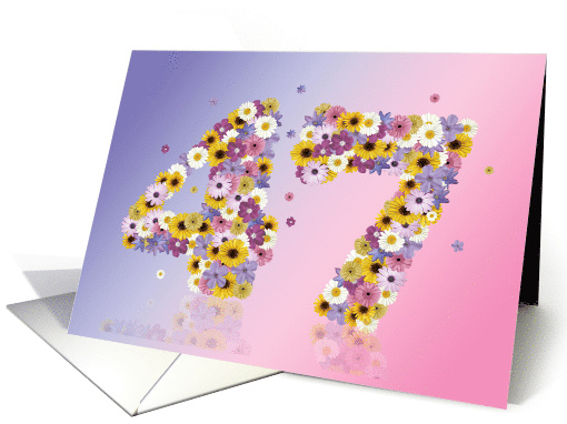 47th Birthday Party Invitation Flower Numbers card (919639)