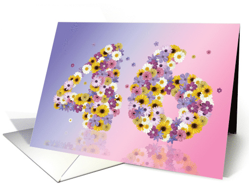 46th Birthday Party Invitation Flower Numbers card (919640)