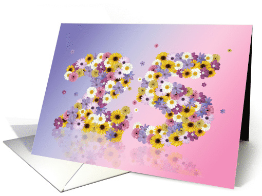 25th Birthday Party Invitation Flower Numbers card (919649)
