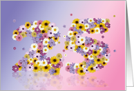 25th Birthday Party Invitation Flower Numbers card