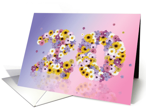 20th Birthday Party Invitation Flower Numbers card (919651)