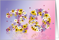20th Birthday Party Invitation Flower Numbers card
