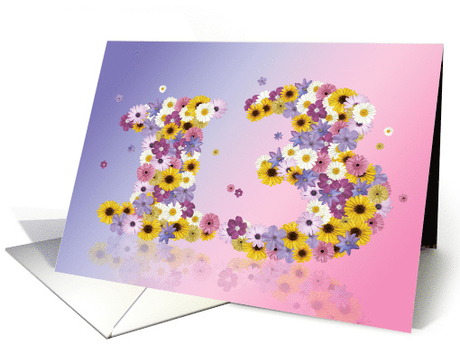 13th Birthday Party Invitation Flower Numbers card (919655)