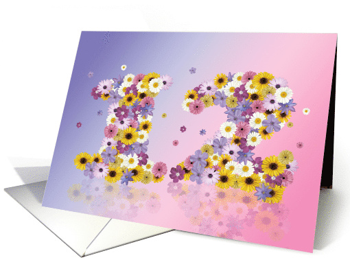 12th Birthday Party Invitation Flower Numbers card (919656)