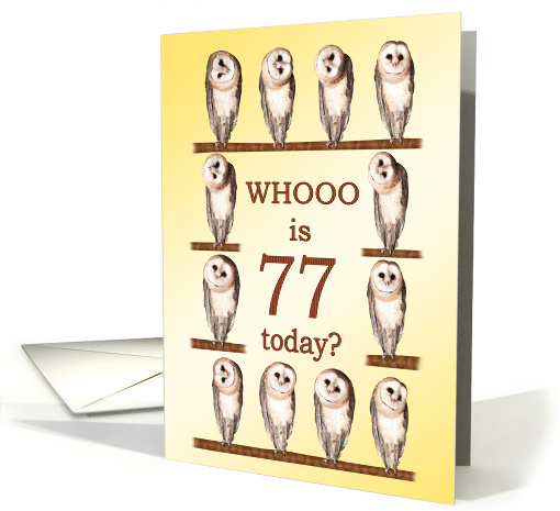 77th Birthday, Curious Owls card (937770)
