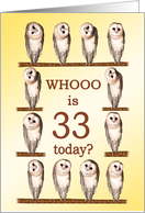 33rd Birthday, Curious Owls card