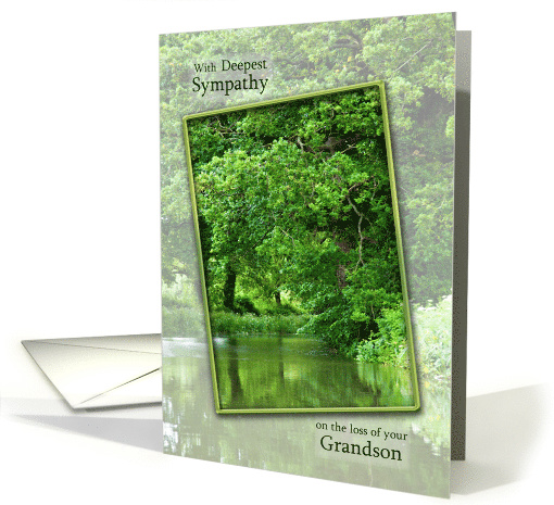 Sympathy loss of grandson River Scene card (939556)