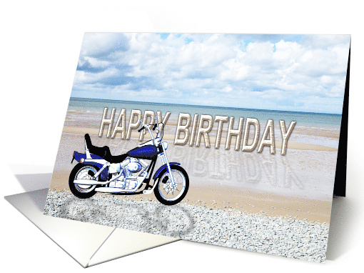 Happy Birthday Motorbike on Beach card (939924)