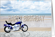 Happy Birthday Motorbike on Beach card