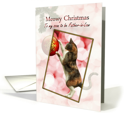 Future Father-in-law, Meowy Christmas with a playful cat. card
