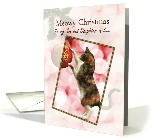 Son and Daughter-in-law Meowy Christmas Cat card (940857)