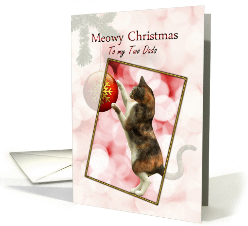 My two dads, Meowy Christmas with a playful cat. card (941148)