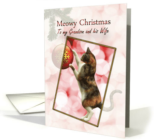 Grandson and Wife, Meowy Christmas Cat card (941157)