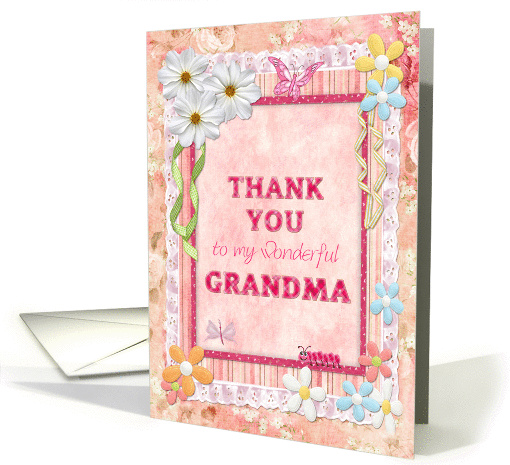 Thank you grandma, flowers and butterflies card (943529)