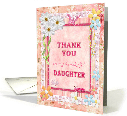 Thank you daughter, flowers and butterflies card (943533)