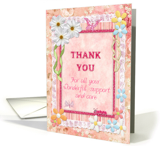 Thank you for care, flowers and butterflies card (943663)