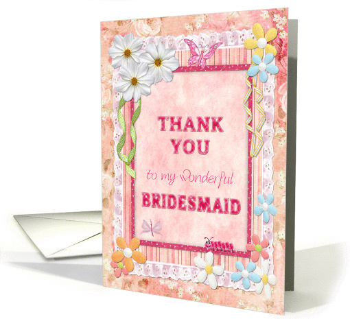 Thank you bridesmaid, flowers and butterflies card (943664)