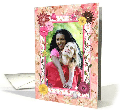 Photo card, Flowers and butterflies craft card (944977)