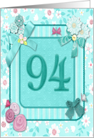 94th Birthday Party Invitation Crafted card