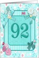 92nd Birthday Party Invitation Crafted card