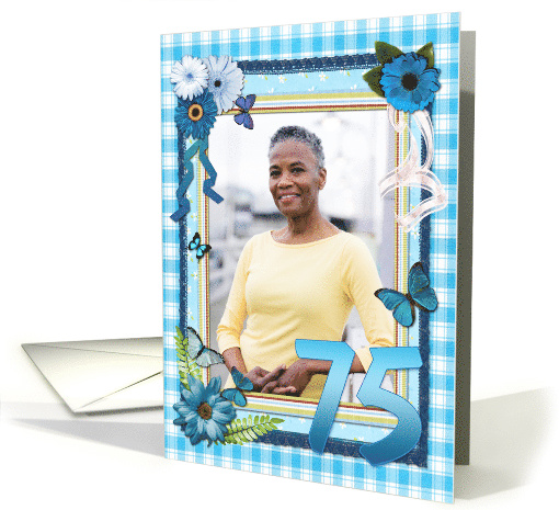 75th Birthday Photo Craft Look card (947561)