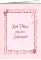 Best Friend, Bridesmaid Invitation Craft-Look card
