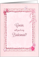 Cousin, Bridesmaid Invitation Craft-Look card