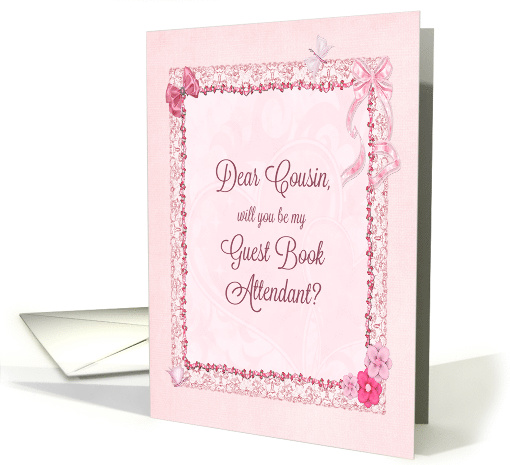 Cousin, Guest Book Attendant Invitation Craft-Look card (957323)