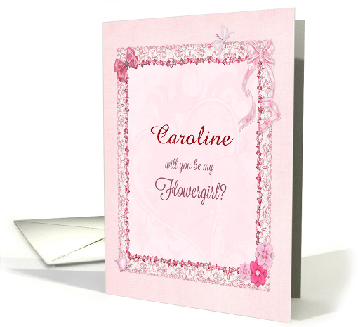 Add a name, Flowergirl invitation craft-look card (957823)