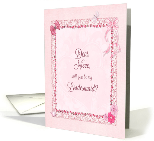 Niece, Bridesmaid Invitation Craft-Look card (957887)