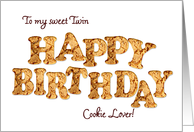 Twin, a Birthday card for a cookie lover card