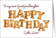 Great Granddaughter, a Birthday card for a cookie lover card