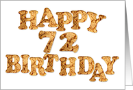 72nd Birthday card for a cookie lover card