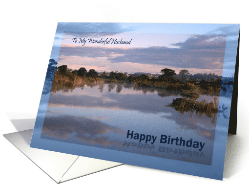 Husband, Birthday Lake at Dawn card (987605)
