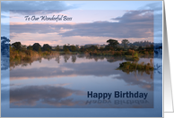 Boss, Lake at dawn birthday card