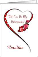 Add a name to a Swirling heart bridesmaid invitation card