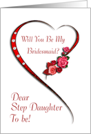 Step daughter, Swirling heart bridesmaid invitation card