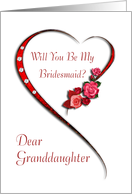 Granddaughter, Swirling heart bridesmaid invitation card