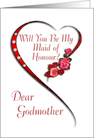 Godmother,Swirling heart Maid of Honour invitation card