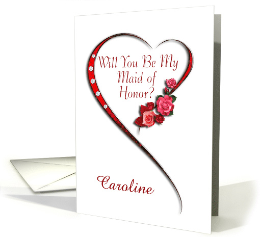 Add a name,Swirling heart Maid of Honor invitation card (989989)