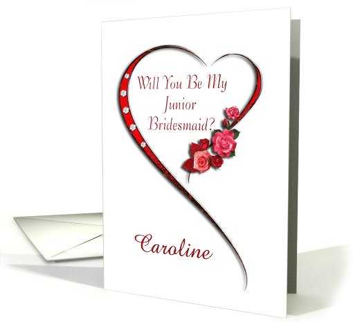 Add a name, Swirling heart Junior Bridesmaid invitation card (990015)