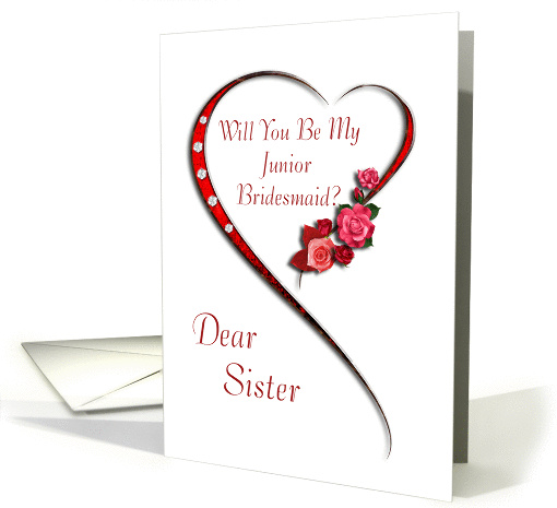 Sister, Swirling heart Junior Bridesmaid invitation card (990027)